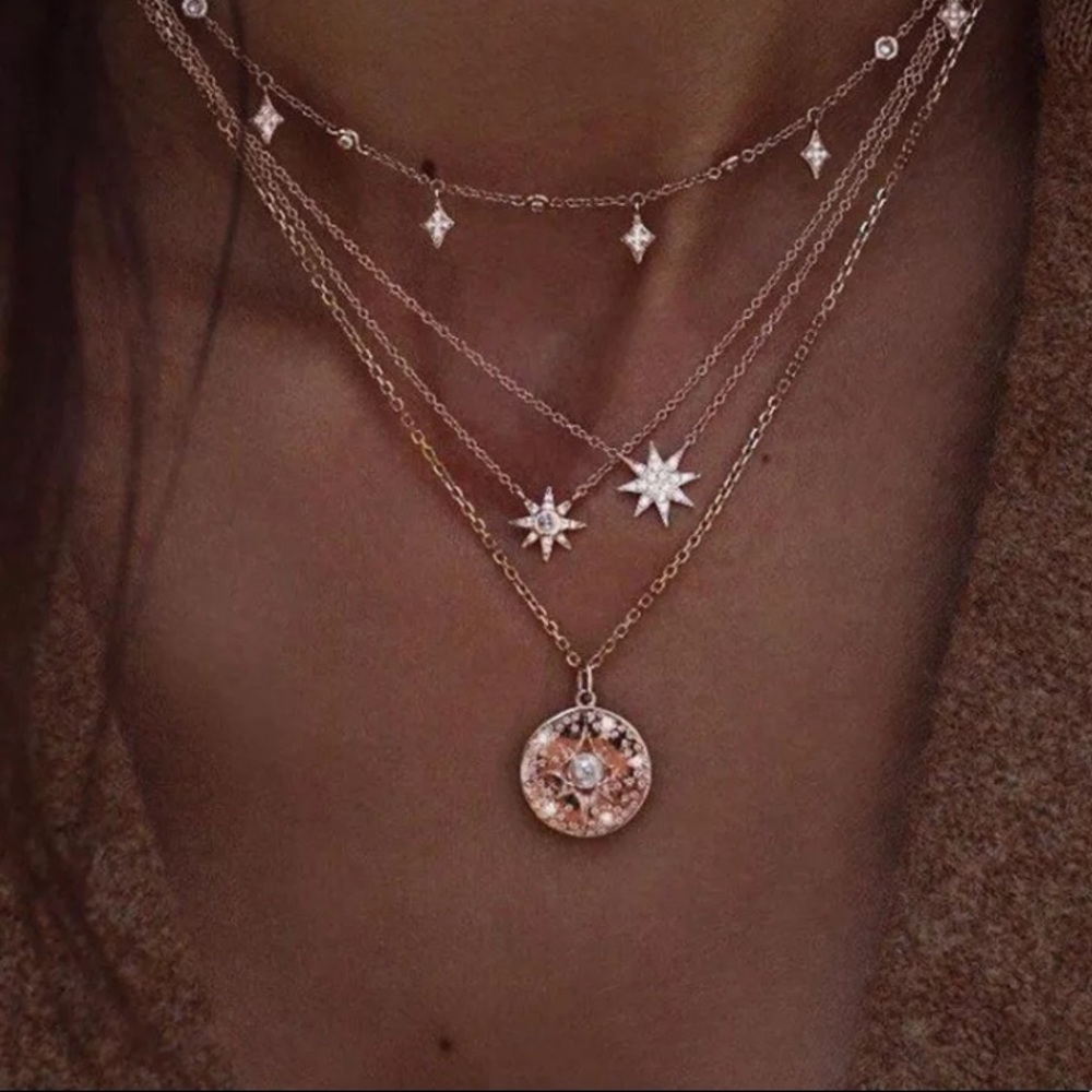 SALE! GOLD STAR + PEARL BOHO MULTILAYERED NECKLACE